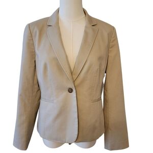 Halogen Khaki Tan One Button Blazer Jacket Size Medium